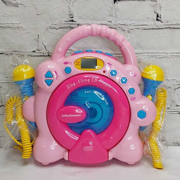 'LITTLE VIRTUOSO' SING~ALONG CD PLAYER DUAL MICROPHONES PINK KARAOKE SYSTEM - Picture 15 of 15